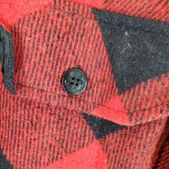 Vtg Brewster Jacket Mens XL Red Black Buffalo Plaid Flannel Wool Linen Quilted - Picture 10 of 16